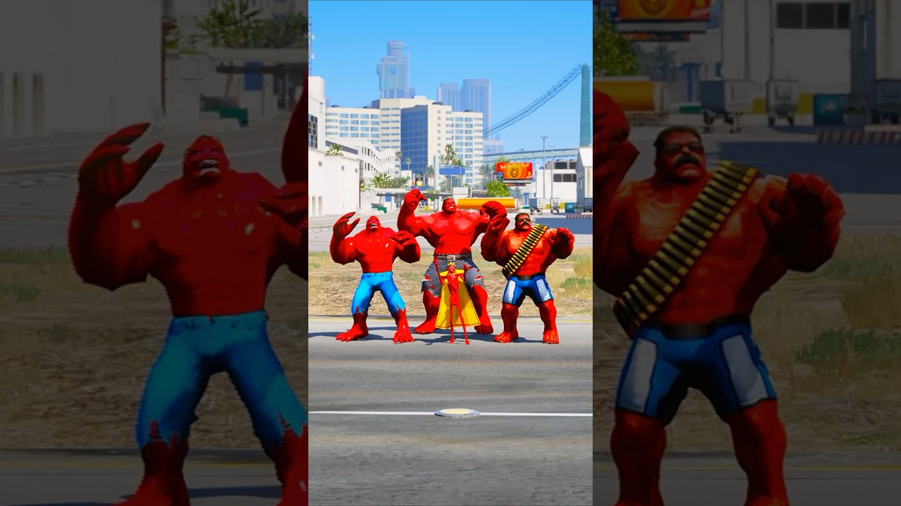 SPIDE-RMAN VS SKINNY RED HULK SUPERHEROES BATTLE #gta5 #shorts #spiderman #hulk