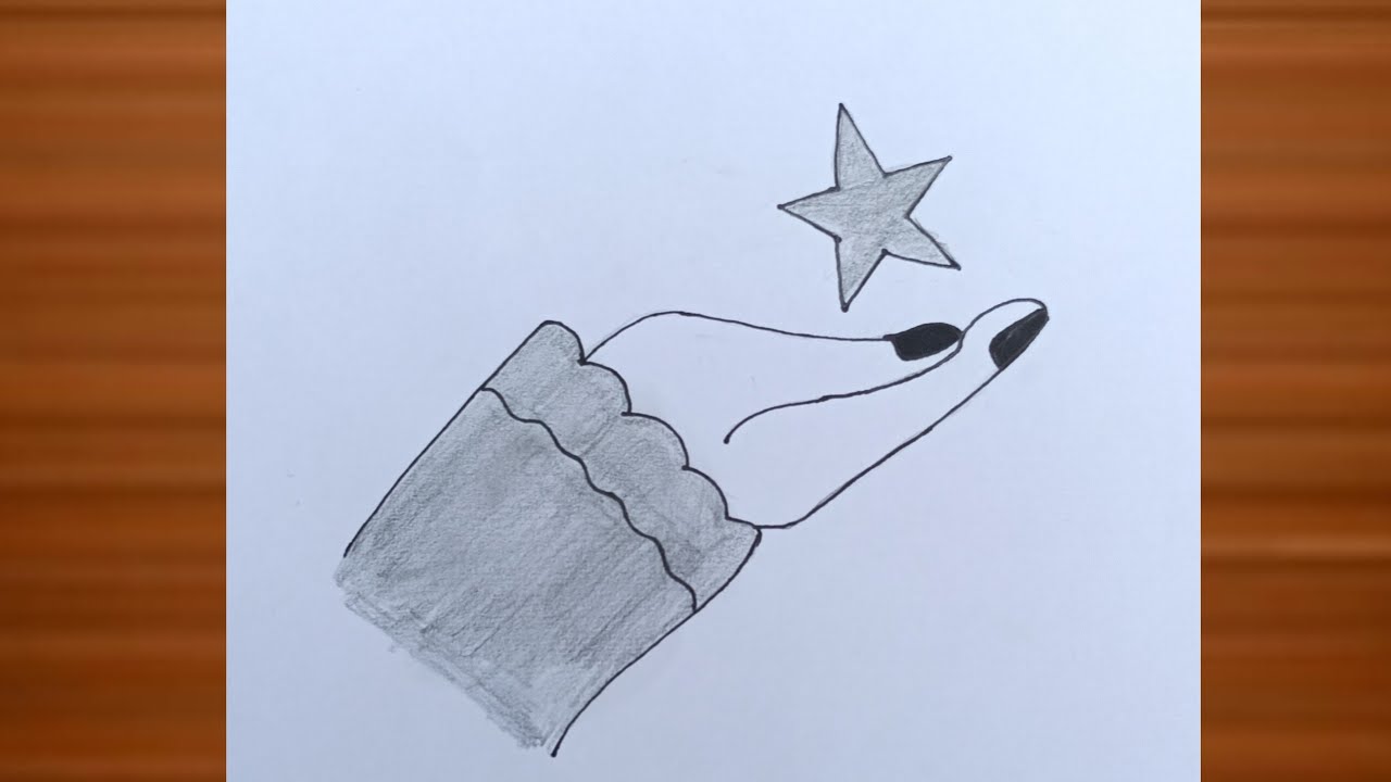 ||Hand with Star drawing||Easy drawing||