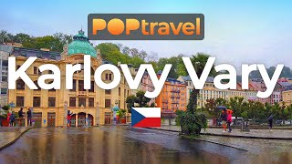 Walking in KARLOVY VARY / Czech Republic 🇨🇿- Rainy Sunday Tour - 4K 60fps (UHD)