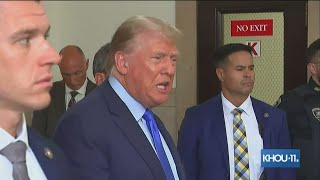 'It's a disgrace' |  Former President Donald Trump speaks as he leaves New York courtroom