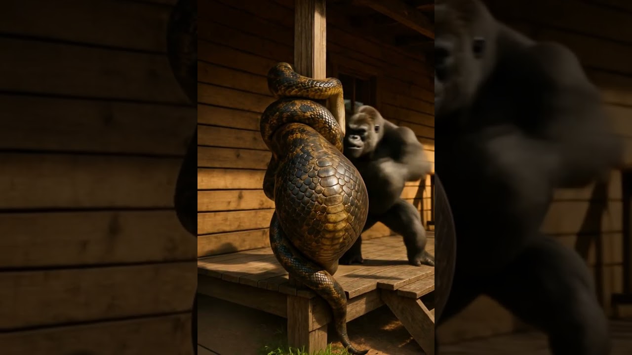 Gorilla Saves Puppy from Giant Snake 고릴라가 강아지를 구했다!  