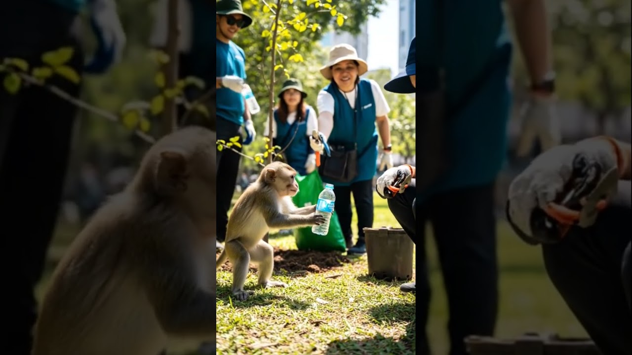 Monkey doing social service 