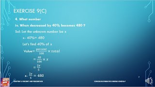 PERCENTAGE WORD PROBLEMS ON PERCENTAGE WHAT NUMBER WHEN DECREASED BY 40 becomes 480 MATHEMATICS