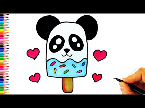 Sevimli Panda Dondurma Çizimi 🐼+🍦=💓 Panda Dondurma Nasıl Çizilir? - How To Draw Panda Ice Cream