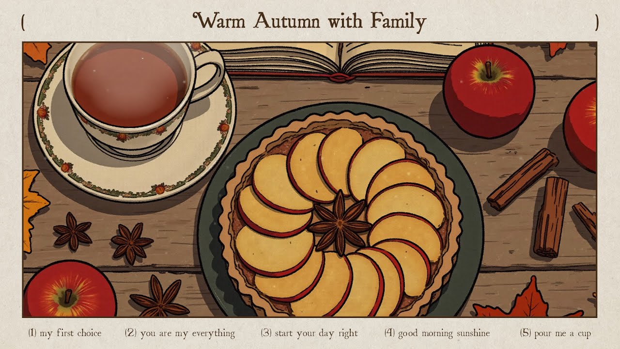 baked apple pie and tea for a warm autumn with family