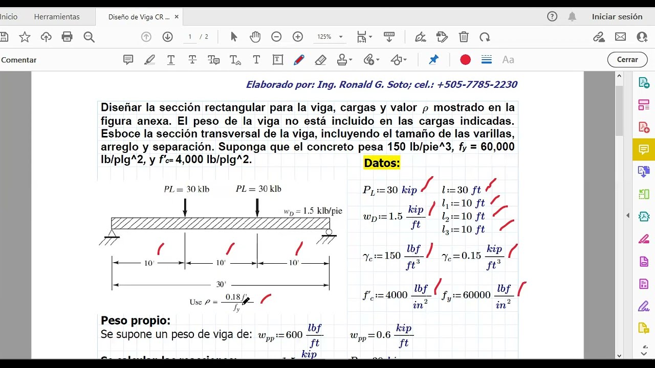 Diseño de viga simplemente reforzada Sistema Inglés - YouTube