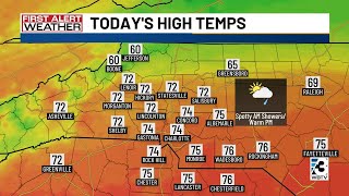 Near-record temperatures arrive ahead of weekend rain chances across Carolinas
