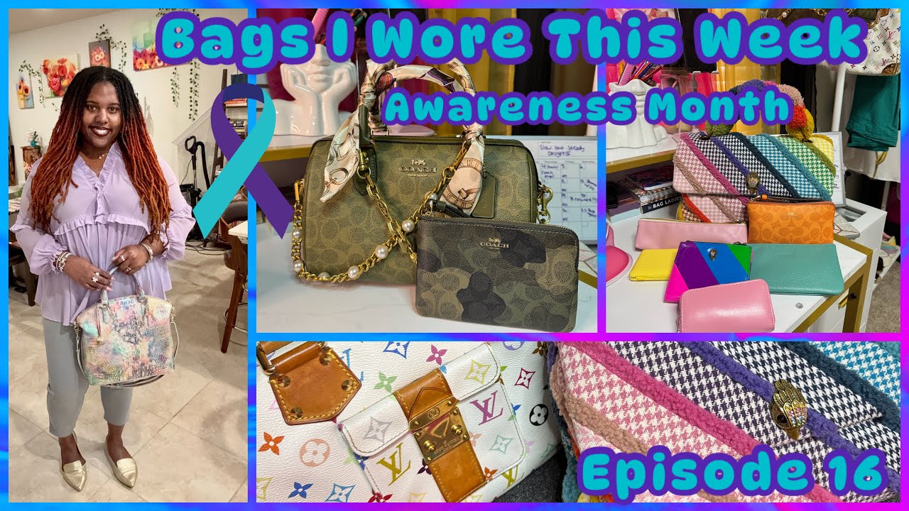 Bags I Wore This Week + Coach Camo Unboxing| Coach Olive Rowan, Kurt Geiger & more 🩵💜Awareness Month