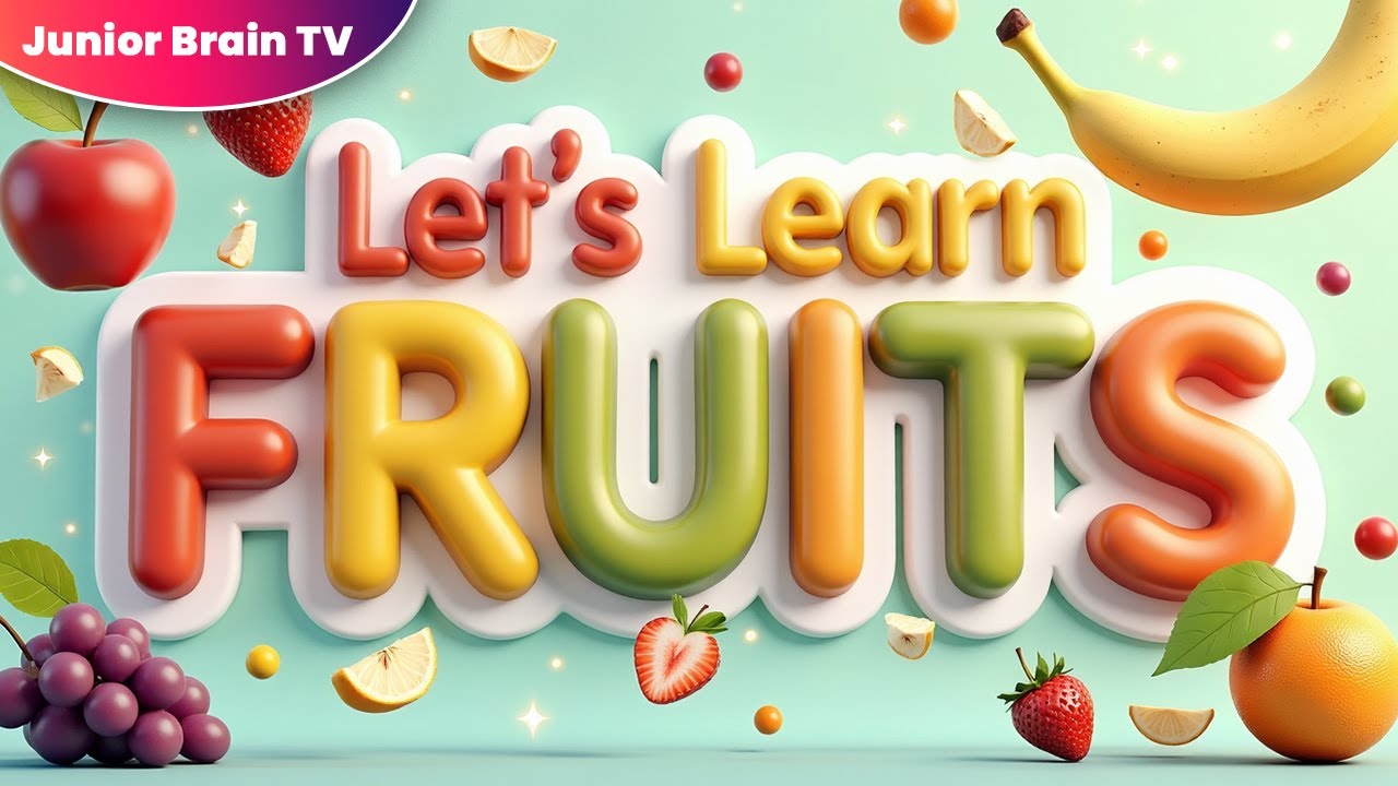 Let’s Learn Fruits Name 🍎🍌 | 20 Fruits Name with Dancing Cartoon | Nursery Rhyme