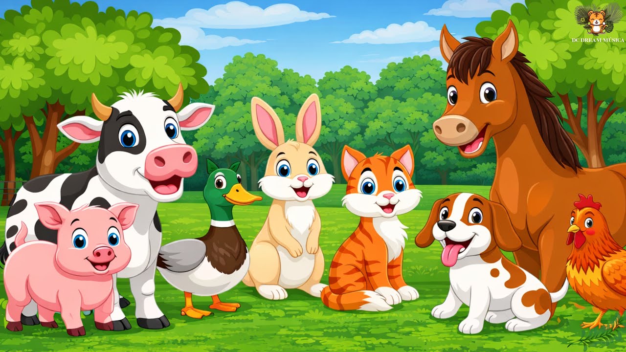 Cute Farm Animals: Piglet, Cow, Rabbit, Cat, Horse, Chicken, Duck, Dog – Animal Videos