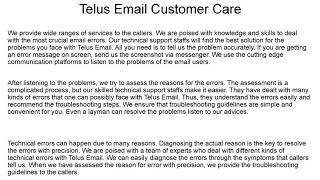 How to Contact Telus Email Customer Care- Easy Steps & Information