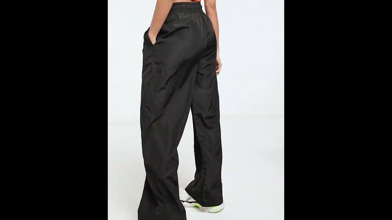 COLLUSION Nylon Trousers Track Pants Shiny Black Women | Asos