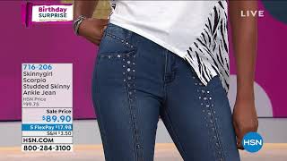 Skinnygirl Scorpio Studded Skinny Ankle Jean