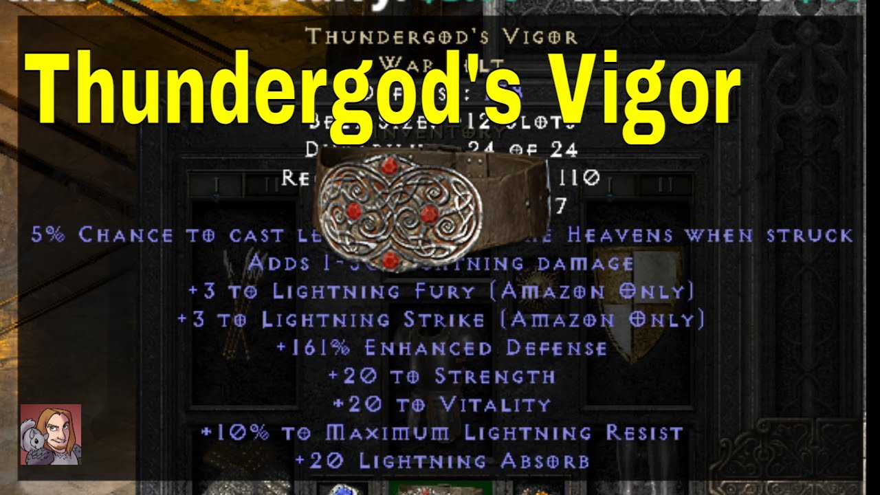 D2R Unique Items Thundergod's Vigor (War Belt) YouTube