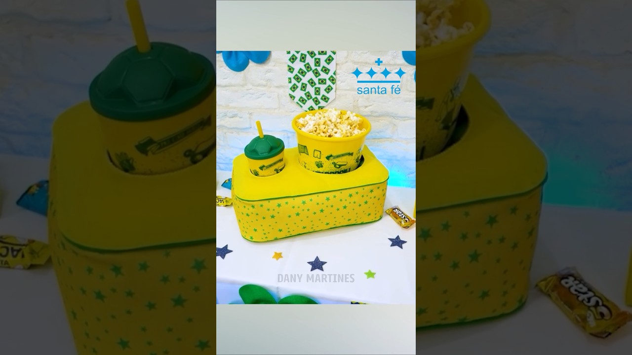 Fiz uma Almofada pra refrigerante e Pipoca usando Feltro 🇧🇷