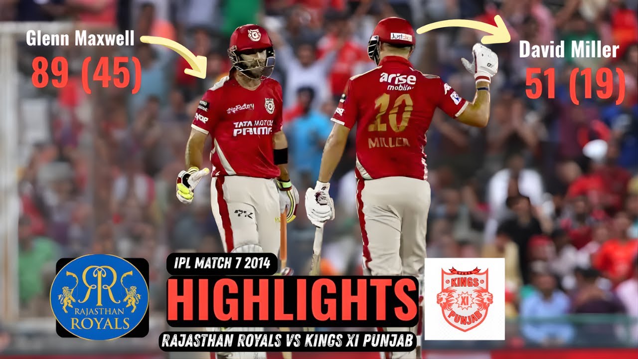 IPL 2014: KXIP vs RR | Match 7 Highlight - Punjab vs Rajasthan | Miller & Maxwell Brillant Run Chase