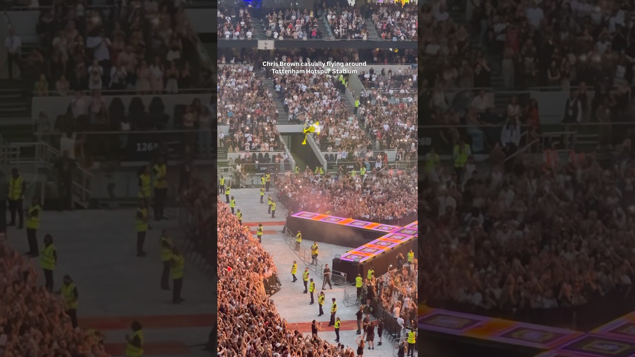 Chris Brown casually flying around Tottenham Hotspur Stadium ✨
