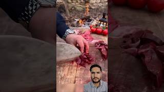 Grilled meat with vegetables in nature🧆🥩