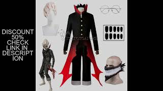 Dandadan Okarun Ken Takakura Cosplay Costume Wig Turbo Granny Powers Black Collar Uniform Curly Shor