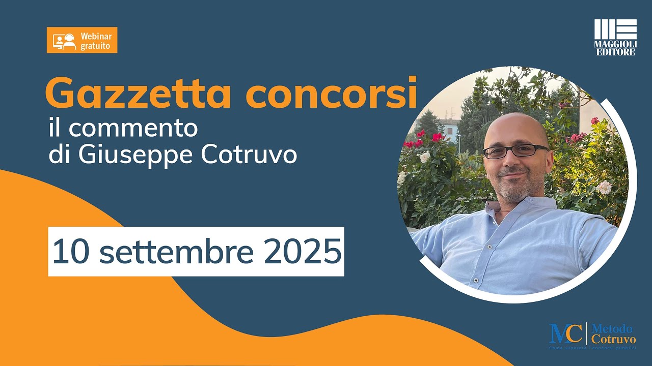 Gazzetta Concorsi 10/9/25: Concorso 2600 Assistenti, novità INPS e aggiornamenti Agenzia Entrate