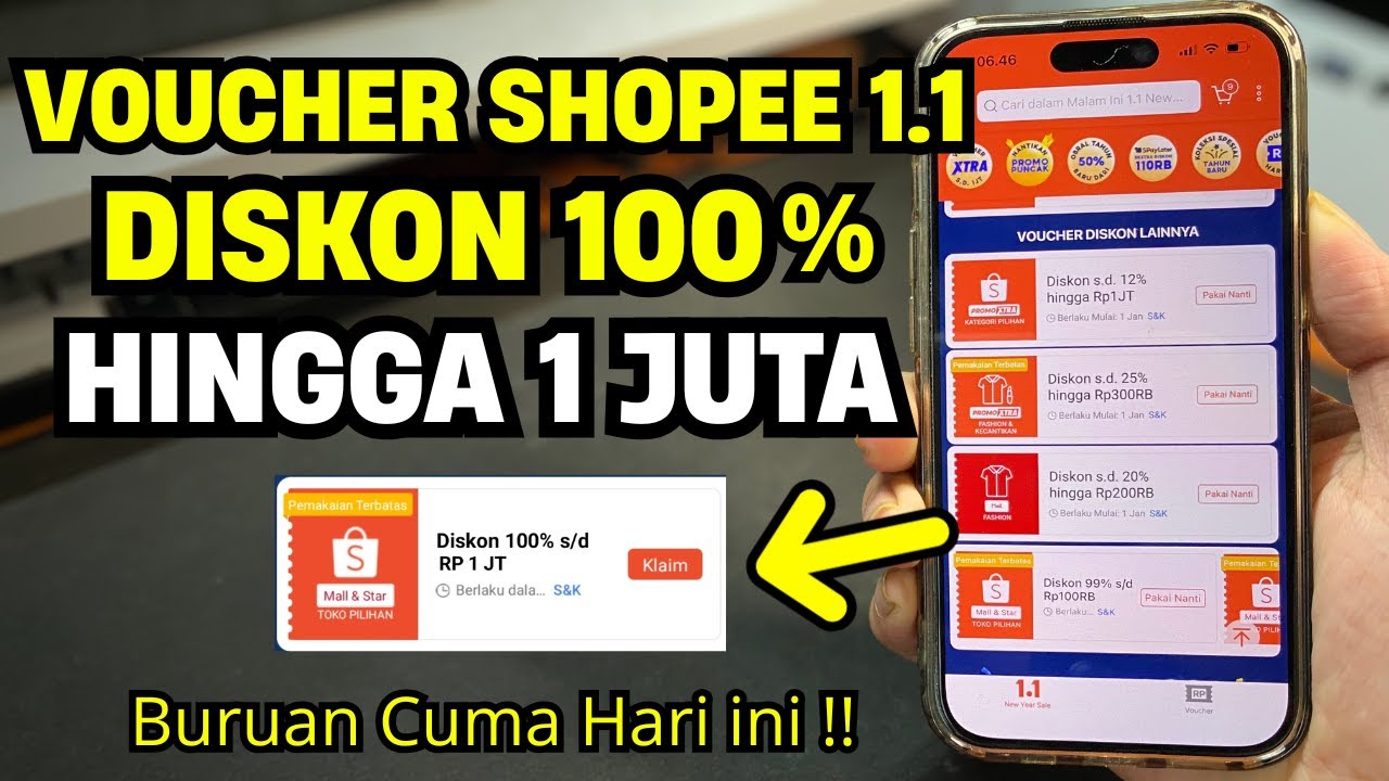 CUMA HARI INI! Cara Dapat Voucher Shopee 1.1 2026 Diskon 100% Hingga 1 Juta