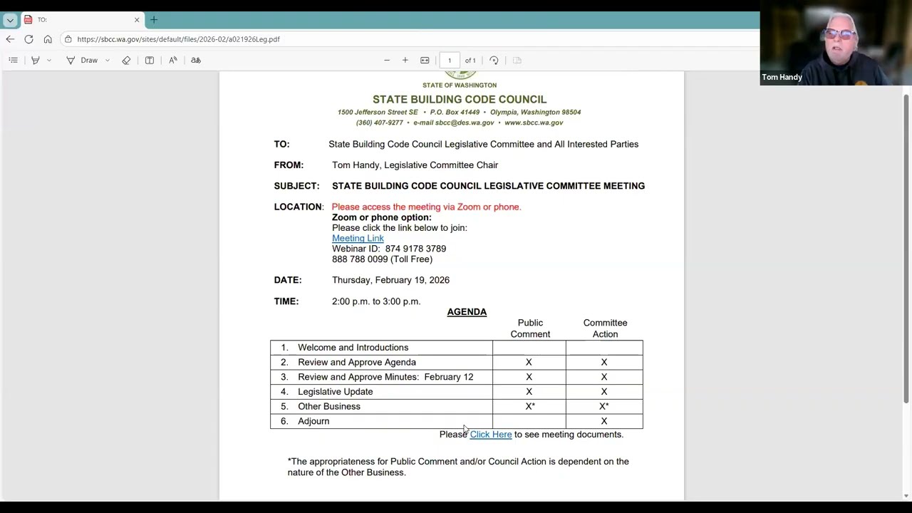 SBCC Legislative Committee Meeting - February 19, 2026