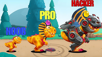 NOOB vs PRO vs Hacker T-REX MECH JR - Dino Bash 2 Travel Through Time