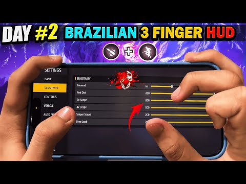 Day 2❗️Trying To Play 3 Finger Brazilian 🇧🇷 Secret 🤫 Custom HUD | FREE FIRE