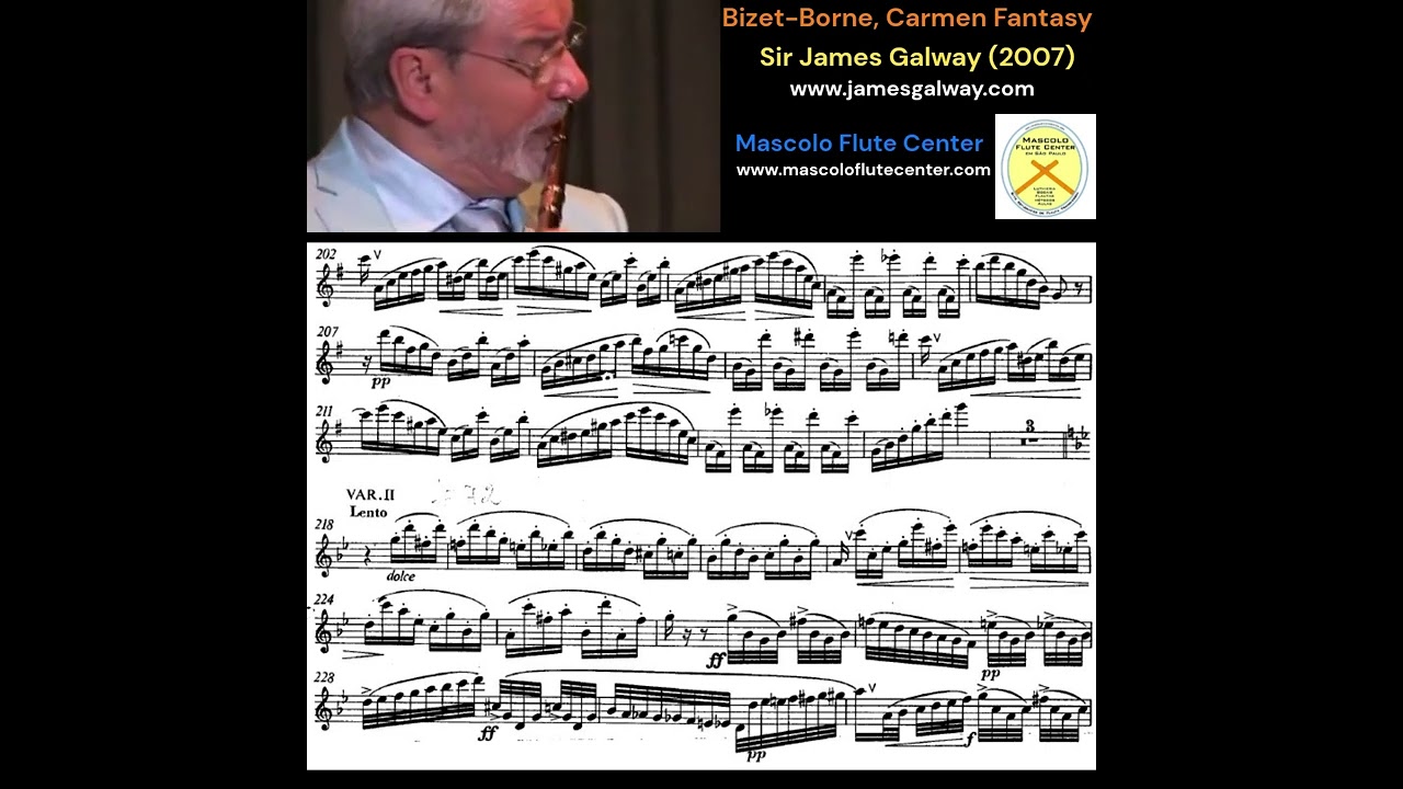 Bizet Borne, Carmen Fantasy com partitura - Sir James Galway Flute