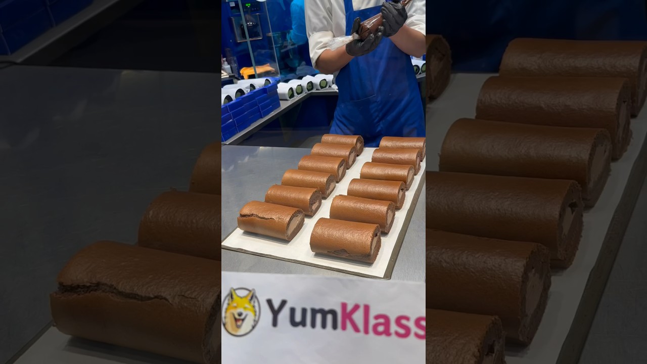 Making Chocolate Swiss Roll Pastry