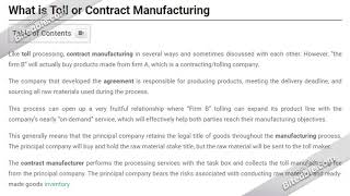 What is Toll Manufacturing
