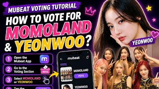Vote tutorial for mubeat app voting #momoland #nancy #ahin #yeonwoo #jooe #jane #nayun #hyebin  screenshot 1