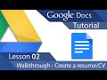 Creating a Resume in Google Docs