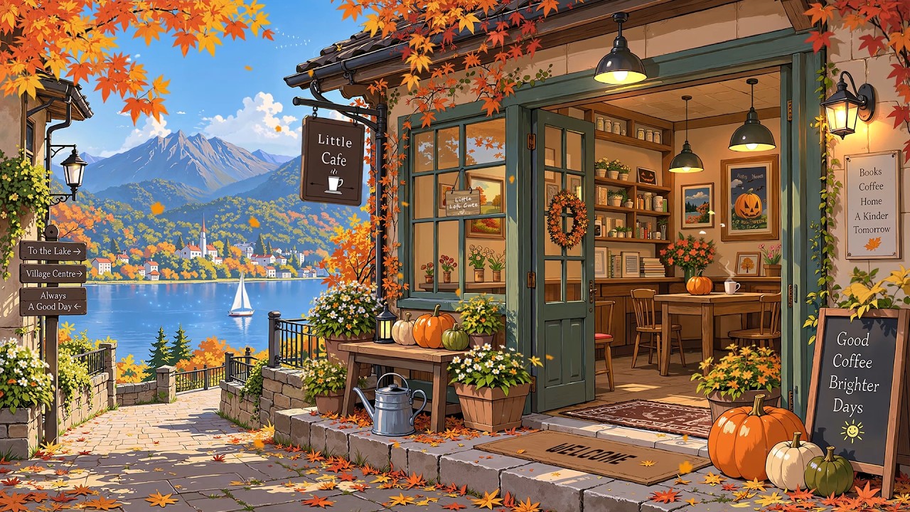 Warm Coffee & Beautiful Lake Views 🍂 Relaxing Autumn Lofi for Study, Work & Cozy Days