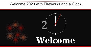 Welcome 2020 with Fireworks and Clock PPT Background Template