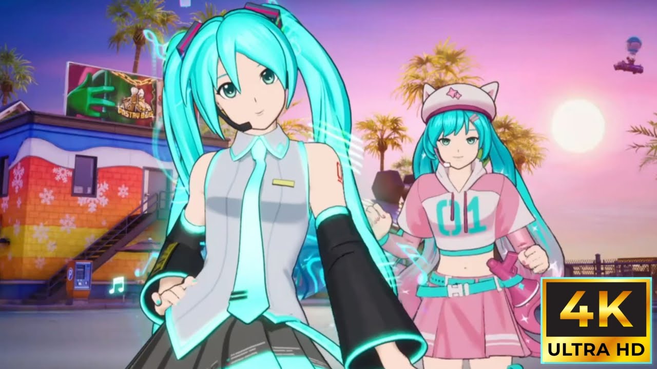 Hatsune Miku 初音ミク Duo Lobby Dance Fortnite | Im Waiting For It | Full Screen Original Version 4K 🩵🩷