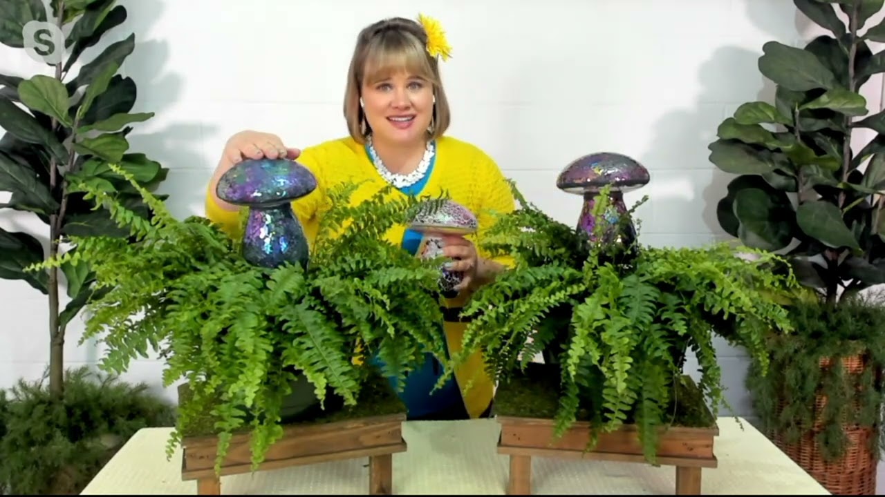 Marigold Solar Powered Mosaic Glass Mushroom Garden Stake on QVC