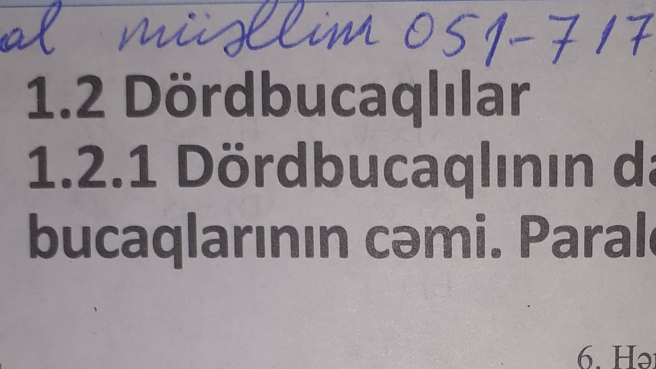 səh 195. Dördbucaqlılar. B variantı. 8 ci sinif dim testi riyaziyyat.