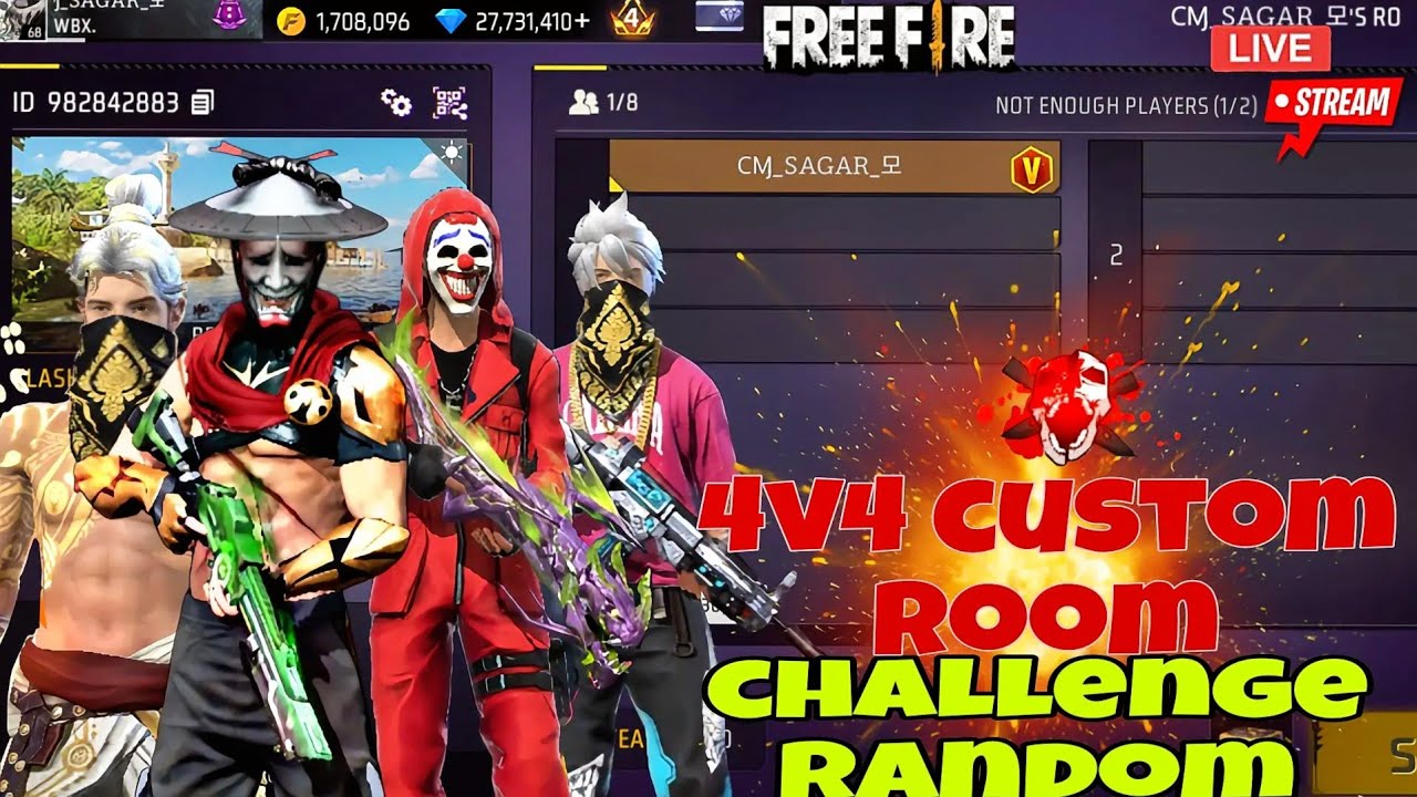 “Random People’s Custom Room Challenge! 😱 Free Fire Live”