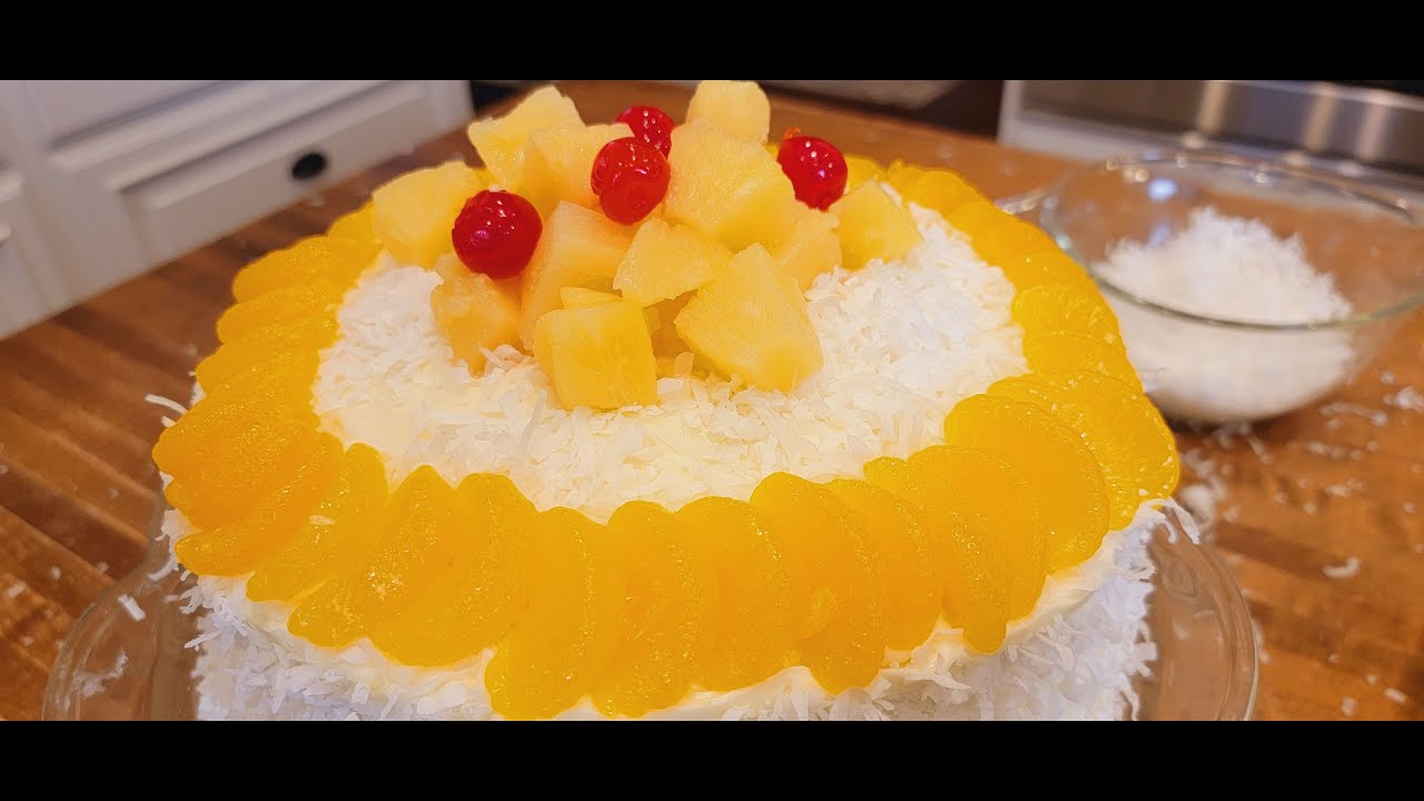 Ambrosia Cake🍍🍊🍒🥥 YouTube