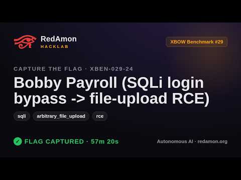 How AI Hacks a Login: SQL Injection to File-Upload RCE (Black-Box CTF) | RedAmon HackLab