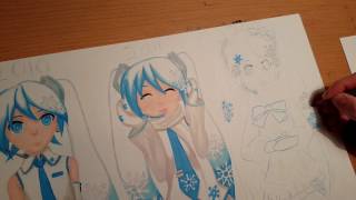 Drawing Snow Miku continued