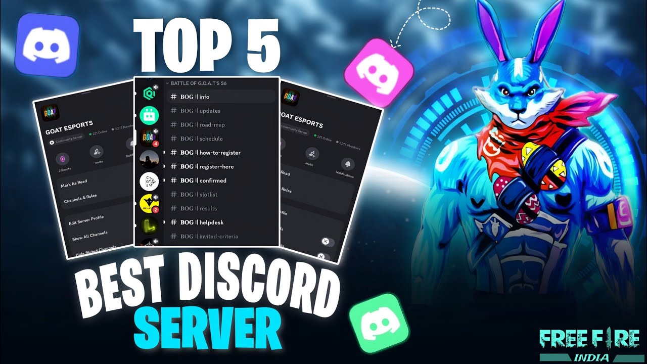 TOP 5 ⚪BEST DISCORD SERVER🔵 | FREE FIRE INDIA 🇮🇳 | 