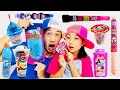 Pink VS Blue Food challenge Guam shopping mall candy ピンクvsブルー グアムのお菓子対決