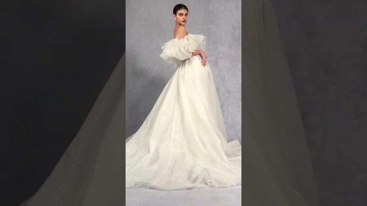 A-Line Court Train Glitter Elegant Wedding Dresses CW3342 | Cocomelody