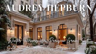 ऑड्रे हेपबर्न से प्रेरित शीतकालीन इंटीरियर 2026: पेरिसियन ग्रेस, कोमल सुनहरी रोशनी और कालातीत सुं... screenshot 2