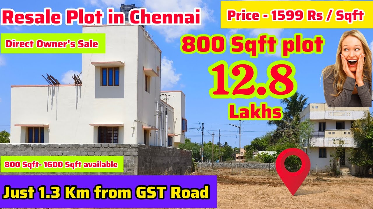 Plot Resale 🤑800sqft Plot 12.8 Lakhs only🤯1.3km from GST ROAD🥳Resale Plot In ...