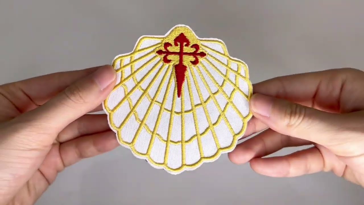 Scallop Shell Patch with Cross of Saint James Camino De Santiago Camigas Embroidered Patch