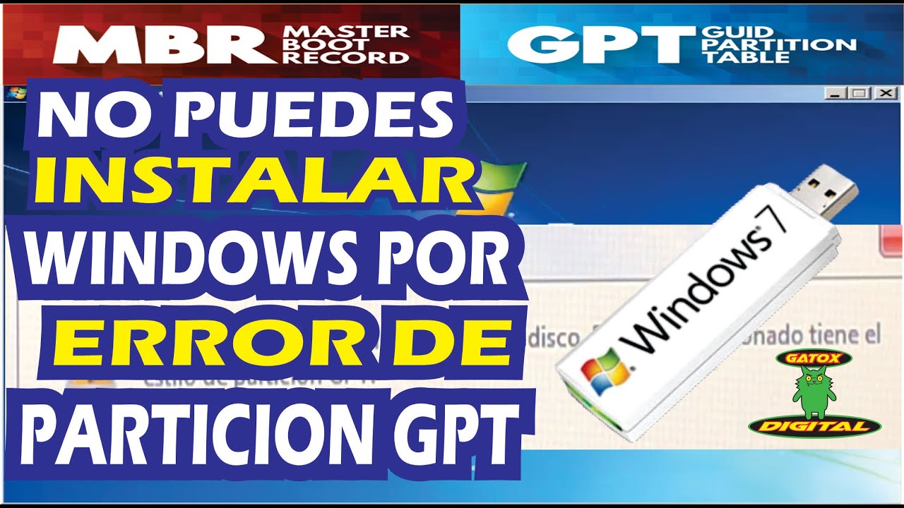 NO PUEDES INSTALAR WINDOWS | ERROR PARTICION GPT - YouTube