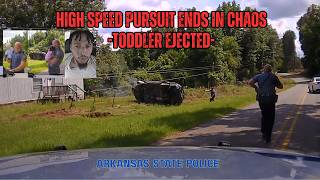 TODDLER EJECTED! Man flees Arkansas State Police at 108 MPH w/ kids - Slams into pole & overturns